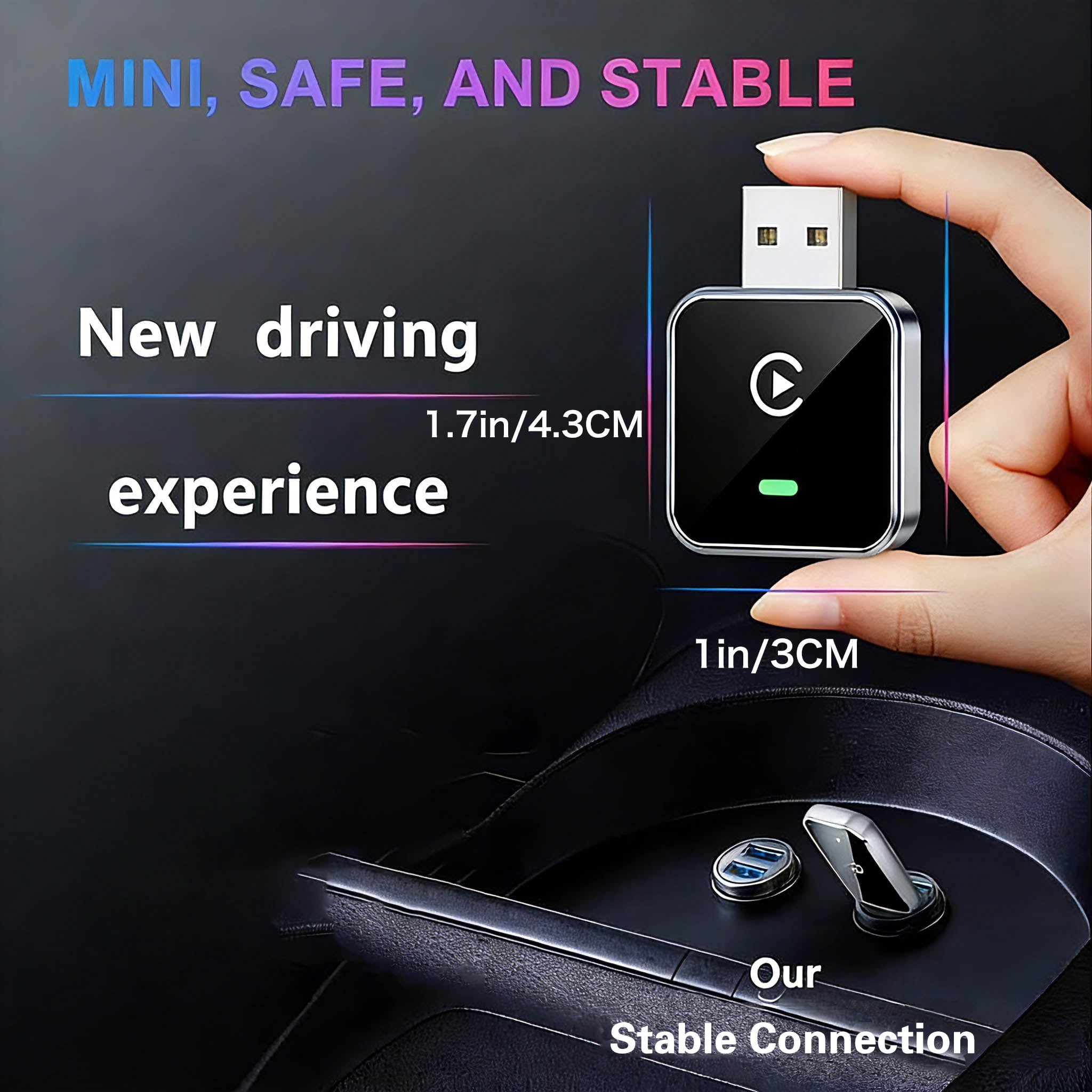 2026 Upgraded 2-in-1 Wireless CarPlay Adapter for Apple iPhone & Android, Plug and Play, Realtek 8730E Chip Fast&Stable Connection & No Latency, Wired to Wireless Adapter, USB-A/Type-C Port, CM101 - Image 2