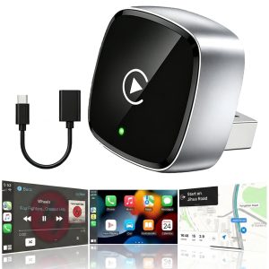 Mini Wireless CarPlay & Android Auto Converter, Dual USB-A/Type-C Plug & Play, Zero Delay Fast Pairing, Universal Compatibility for iPhone Android Phones & Majority Car Models, LOSFTES
