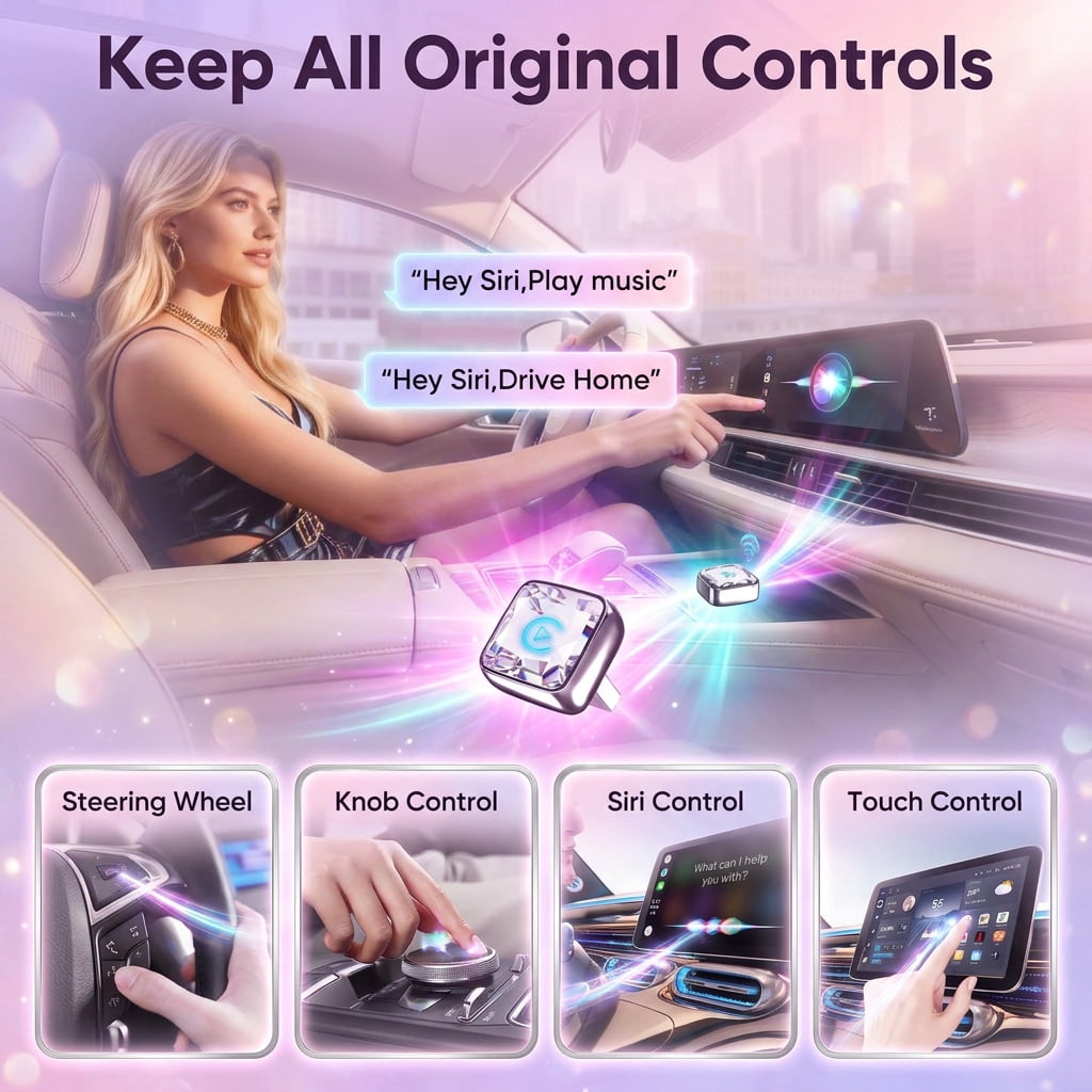 2-in-1 Wireless CarPlay & Android Auto Adapter with USB-A/Type-C, Plug & Play, No Lag Fast Connection, for iPhone (iOS 10+) & Android (11+), Converts Wired to Wireless for 1000+ Car Models, LOSFTES - Image 4