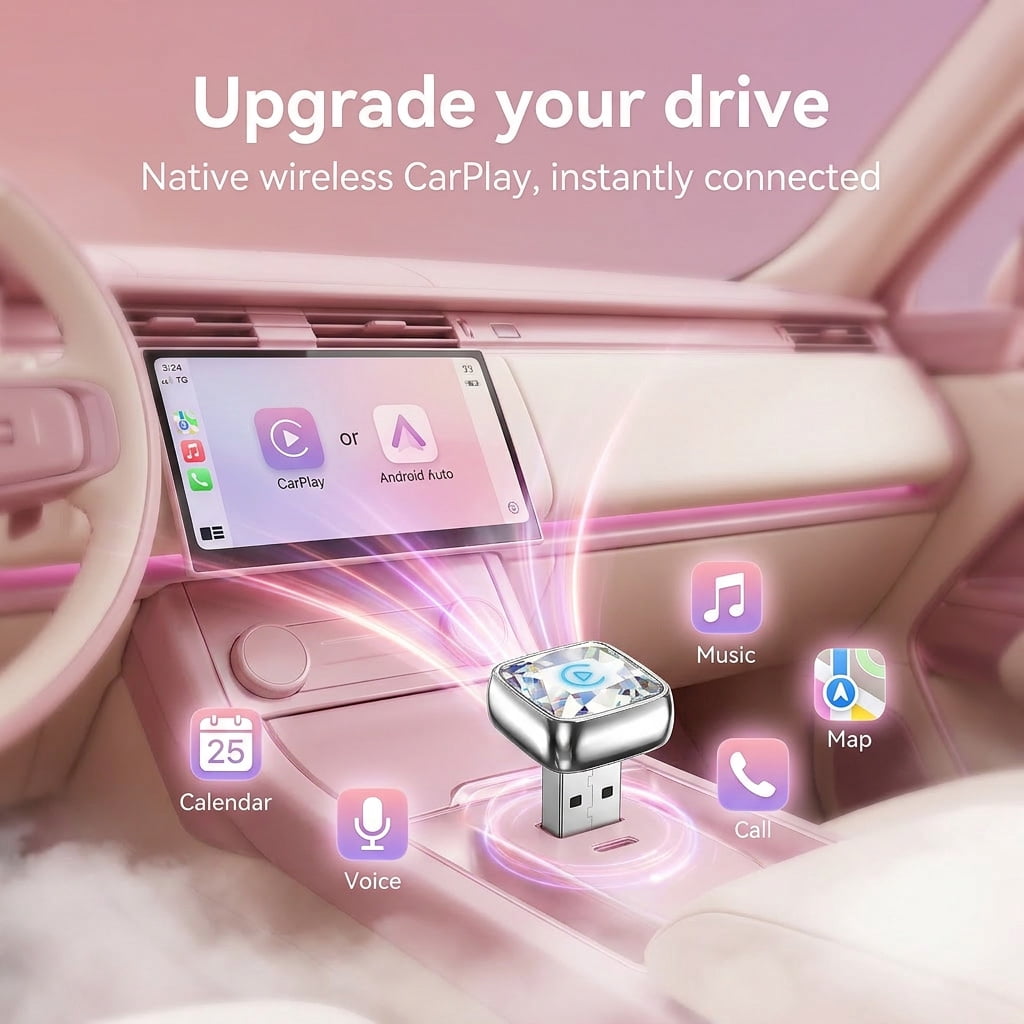 2-in-1 Wireless CarPlay & Android Auto Adapter with USB-A/Type-C, Plug & Play, No Lag Fast Connection, for iPhone (iOS 10+) & Android (11+), Converts Wired to Wireless for 1000+ Car Models, LOSFTES - Image 6