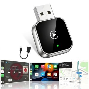 Wireless CarPlay Android Auto 2-in-1 Dongle, USB-C & USB-A Dual Port Design, Instant No-Lag Connection, Plug Play Wireless Upgrade for iPhone & Android, Compatible with 1000+ Vehicles, LOSFTES