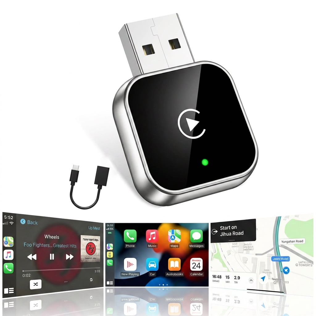 Wireless CarPlay Android Auto 2-in-1 Dongle, USB-C & USB-A Dual Port Design, Instant No-Lag Connection, Plug Play Wireless Upgrade for iPhone & Android, Compatible with 1000+ Vehicles, LOSFTES