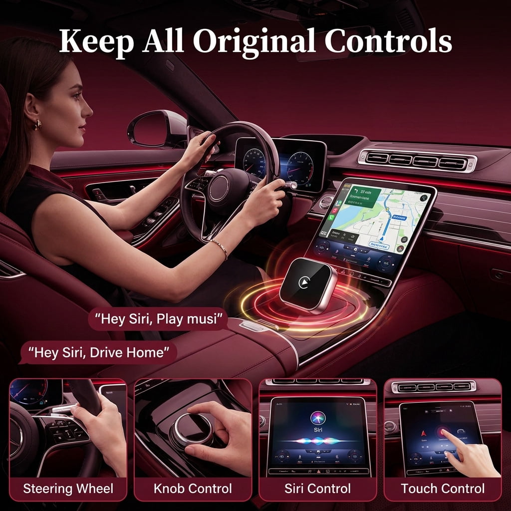 Wireless CarPlay Android Auto 2-in-1 Dongle, USB-C & USB-A Dual Port Design, Instant No-Lag Connection, Plug Play Wireless Upgrade for iPhone & Android, Compatible with 1000+ Vehicles, LOSFTES - Image 2