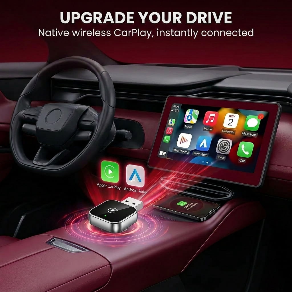 Wireless CarPlay Android Auto 2-in-1 Dongle, USB-C & USB-A Dual Port Design, Instant No-Lag Connection, Plug Play Wireless Upgrade for iPhone & Android, Compatible with 1000+ Vehicles, LOSFTES - Image 4