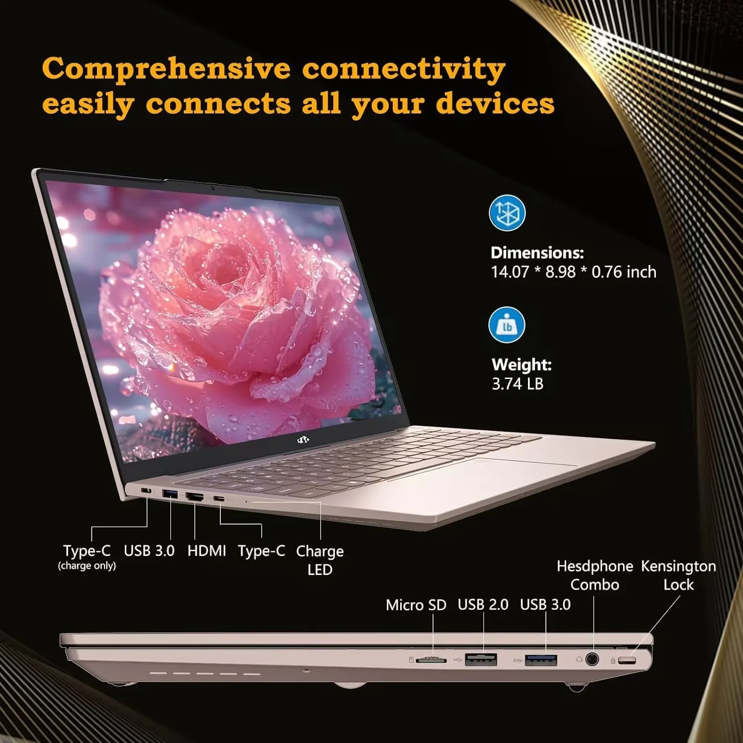 15.6 High-Performance Laptop, 3.4 GHz Intel N100 Processor, 8GB RAM, 512GB SSD, Windows 11, Lightweight student Notebook PC Computer for Work, Backlit Keyboard, Fingerprint, WiFi 6 (Silver) - Image 11