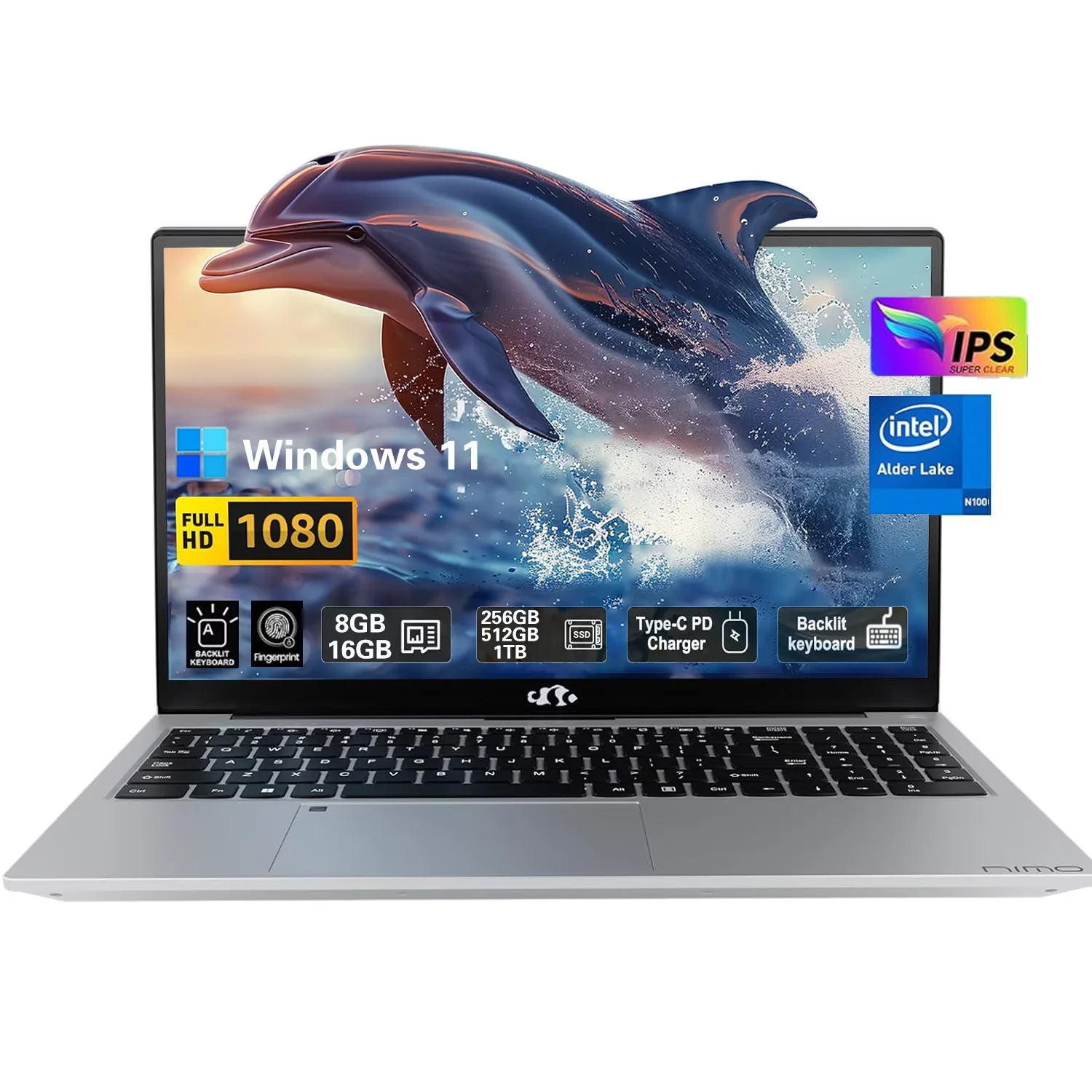 15.6 High-Performance Laptop, 3.4 GHz Intel N100 Processor, 8GB RAM, 512GB SSD, Windows 11, Lightweight student Notebook PC Computer for Work, Backlit Keyboard, Fingerprint, WiFi 6 (Silver) - Image 17