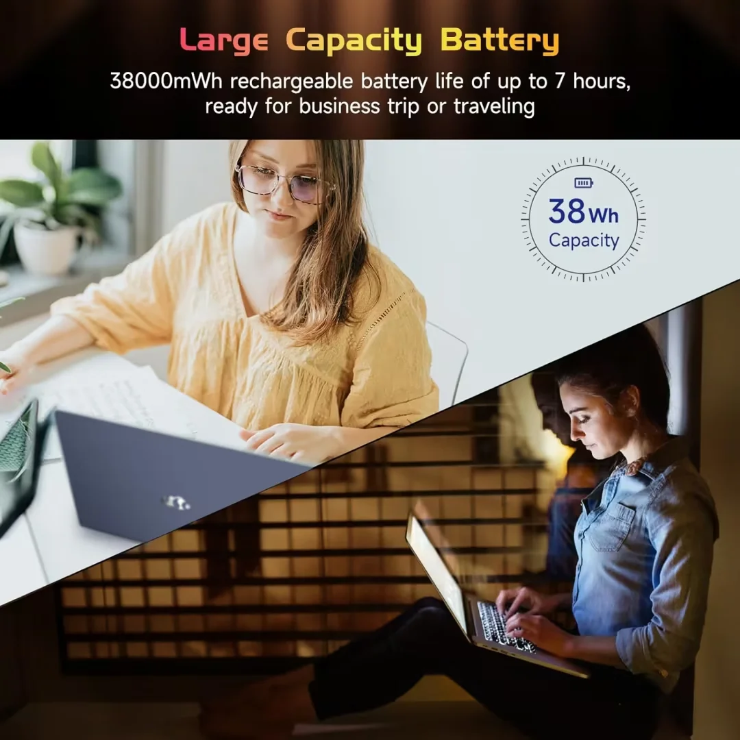 15.6 High-Performance Laptop, 3.4 GHz Intel N100 Processor, 8GB RAM, 512GB SSD, Windows 11, Lightweight student Notebook PC Computer for Work, Backlit Keyboard, Fingerprint, WiFi 6 (Silver) - Image 8