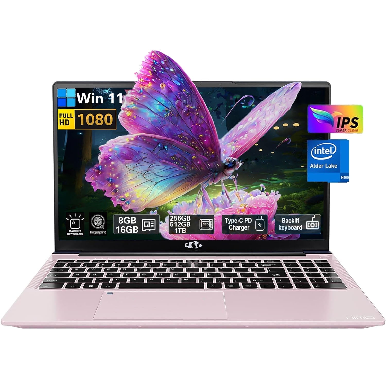 15.6 High-Performance Laptop, 3.4 GHz Intel N100 Processor, 8GB RAM, 512GB SSD, Windows 11, Lightweight student Notebook PC Computer for Work, Backlit Keyboard, Fingerprint, WiFi 6 (Silver) - Image 9