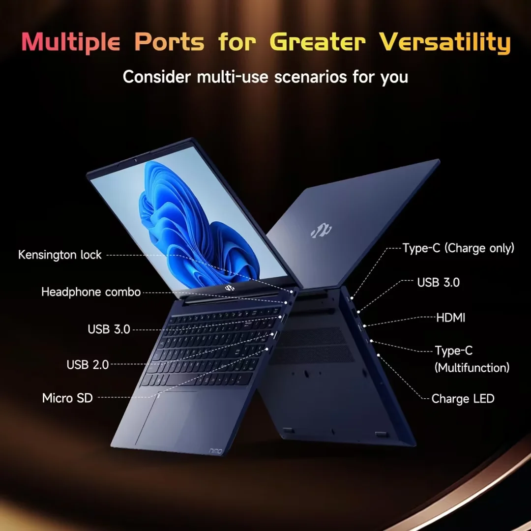 15.6 High-Performance Laptop, 3.4 GHz Intel N100 Processor, 8GB RAM, 512GB SSD, Windows 11, Lightweight student Notebook PC Computer for Work, Backlit Keyboard, Fingerprint, WiFi 6 (Silver) - Image 5