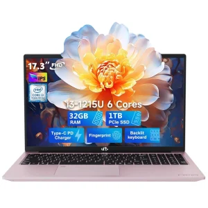 17.3" FHD IPS Business Laptop, 32GB RAM 1TB SSD, 12th Gen Intel Core i3-1215U (6-Cores Up to 4.4GHz Beat i5-1135G7), Type-C 65W PD Fast Charger, Win 11, Fingerprint Backlit Keyboard RoseGold - Image 12