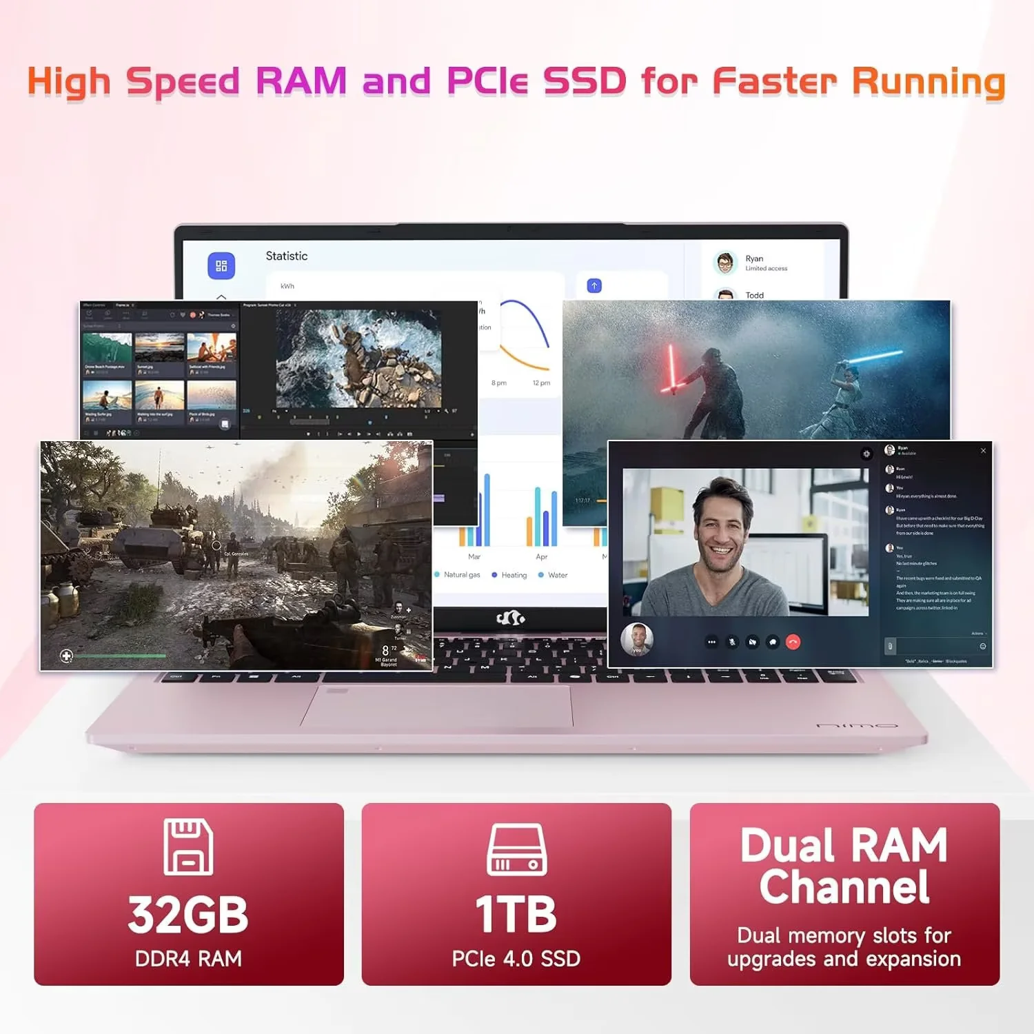 17.3" FHD IPS Business Laptop, 32GB RAM 1TB SSD, 12th Gen Intel Core i3-1215U (6-Cores Up to 4.4GHz Beat i5-1135G7), Type-C 65W PD Fast Charger, Win 11, Fingerprint Backlit Keyboard RoseGold - Image 15