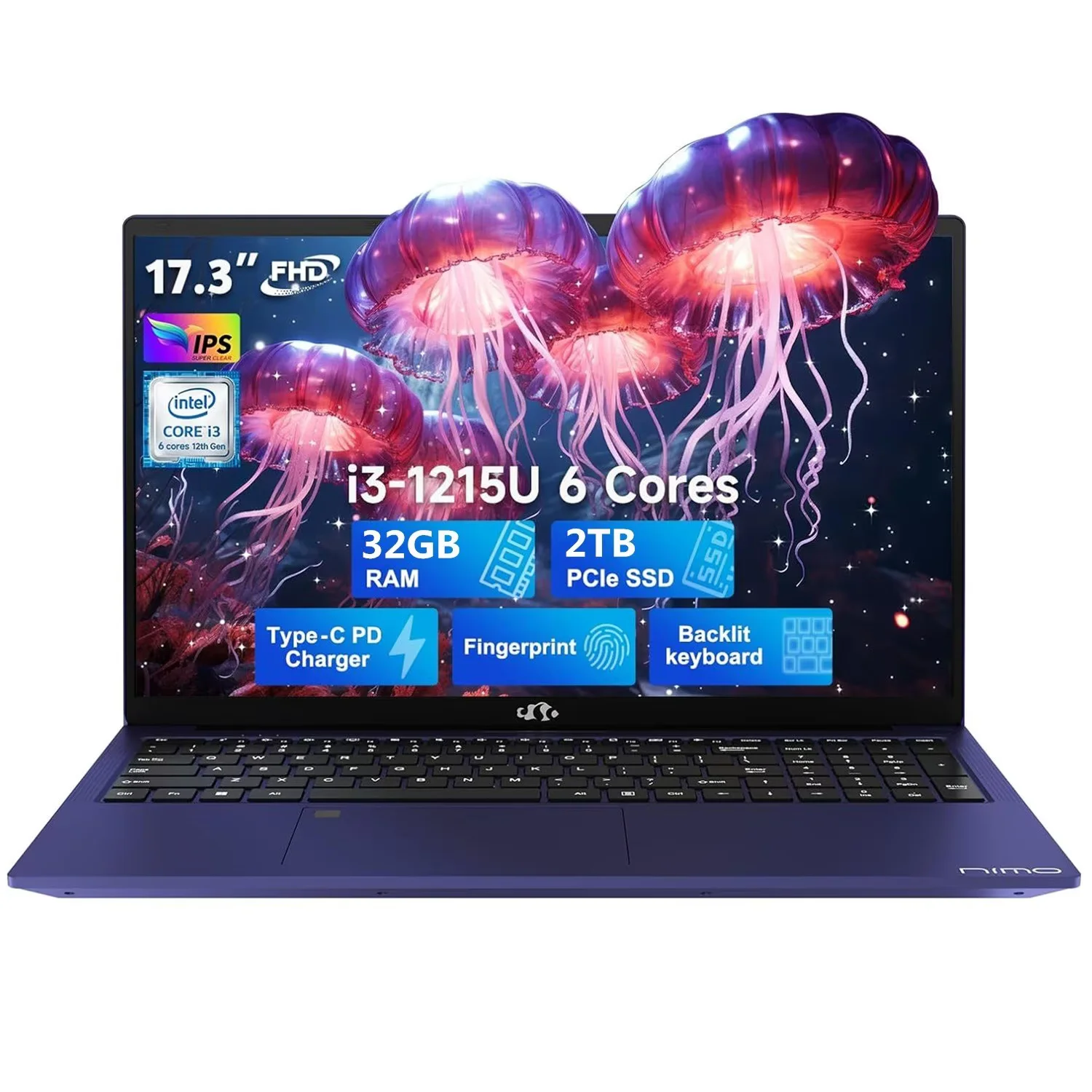 17.3" FHD IPS Business Laptop, 32GB RAM 1TB SSD, 12th Gen Intel Core i3-1215U (6-Cores Up to 4.4GHz Beat i5-1135G7), Type-C 65W PD Fast Charger, Win 11, Fingerprint Backlit Keyboard RoseGold - Image 1
