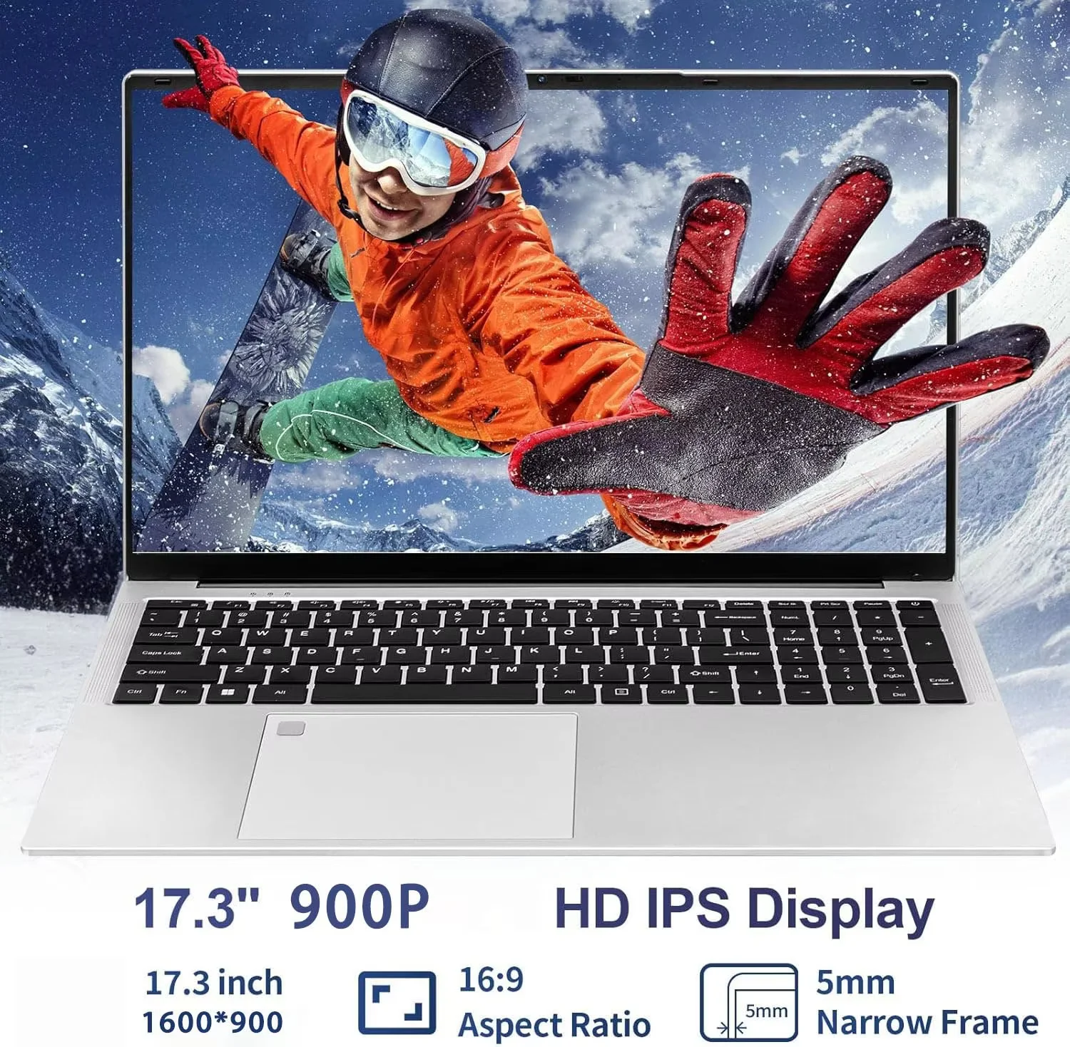 17.3" Ultra-thin Laptop Business Laptop Computer Windows 11 Intel Pentium 4 Cores N100 16GB RAM 1TB SSD Backlit Keyboard Fingerprint 65W Type-C - Image 6