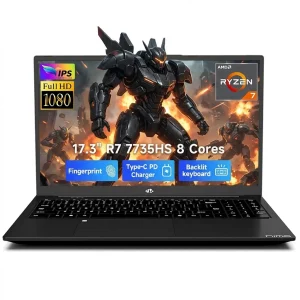 17.3" IPS FHD Gaming Laptop AMD Ryzen 7 7735HS 16GB DDR5 RAM 256GB SSD (Up to 4.75GHz, Beat i7-12650H) with AMD Radeon 680M Graphics 180° Viewing Dual-Fan Cooling