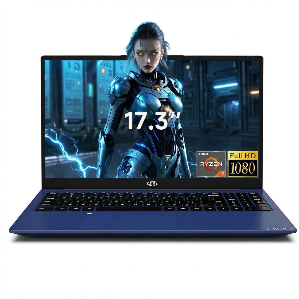 17.3" FHD Gaming Laptop 16GB DDR5 RAM 1TB SSD AMD Ryzen 7 7735HS (8-Core, Beats i7-12650H) with AMD Radeon 680M Graphics 100W Type-C Wi-Fi 6E Backlit Keyboard Fingerprint Blue