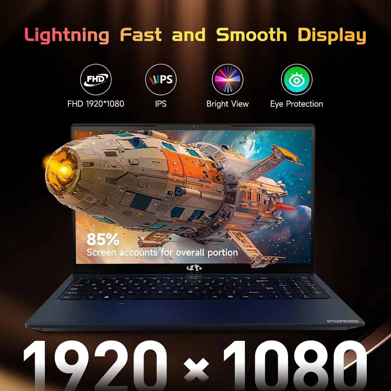 17.3'' FHD IPS Laptop Computer, Intel Pentium Quad-Core N100 Processor, 8GB RAM 256GB SSD, Type-C 65W PD Fast Charger, Fingerprint Backlit Keyboard, Win 11, WiFi 6 (Blue) - Image 2