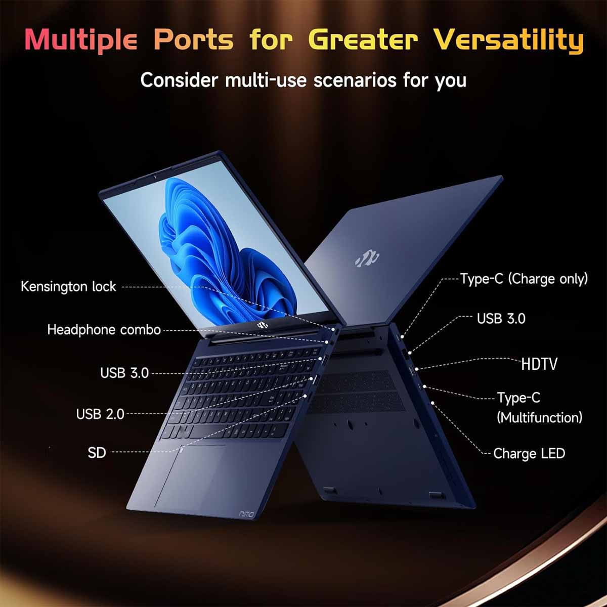 15.6 inch Laptop Computer Windows 11, with Intel N100 Processor, FHD IPS (1920x1080),16GB RAM 256 SSD(Rose Gold) - Image 2