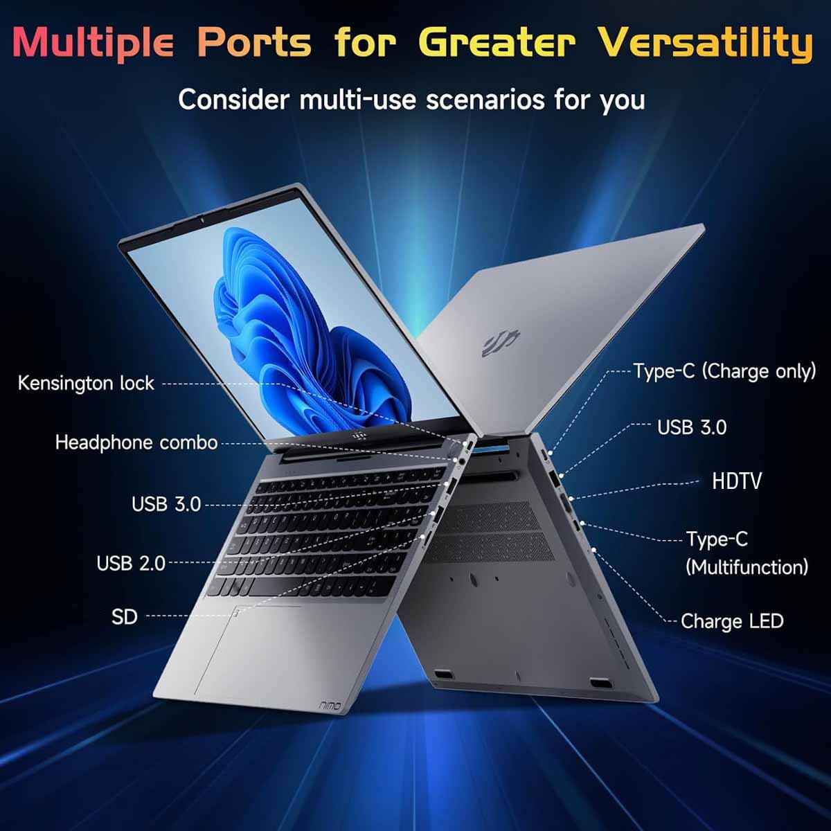 15.6 inch Laptop Computer Windows 11, with Intel N100 Processor, FHD IPS (1920x1080),16GB RAM 256 SSD(Rose Gold) - Image 14