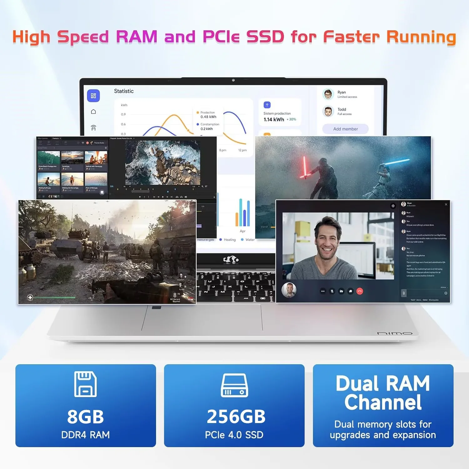17.3" IPS FHD Laptop, Intel 6 Cores i3-1215U 8GB RAM 256GB SSD (Beat Ryzen 5 7520U, Up to 4.4GHz) Computer with 65W GaN Type C Backlit Keyboard Fingerprint, for Home Student and Business Silver - Image 3