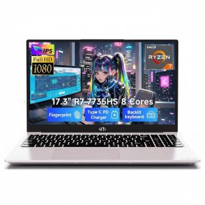 17.3" IPS FHD Gaming Laptop AMD Ryzen 7 7735HS 16GB DDR5 RAM 256GB SSD (Up to 4.75GHz, Beat i7-12650H) with AMD Radeon 680M Graphics 180° Viewing Dual-Fan Cooling