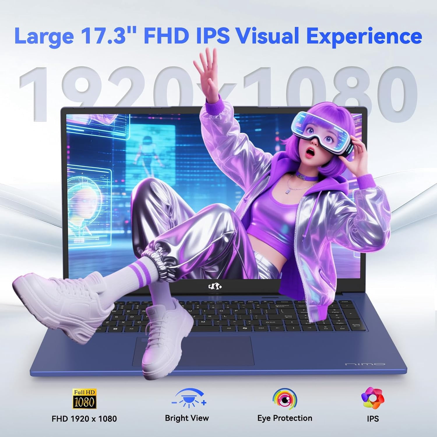 17.3" IPS FHD Gaming Laptop AMD Ryzen 7 7735HS 16GB DDR5 RAM 256GB SSD (Up to 4.75GHz, Beat i7-12650H) with AMD Radeon 680M Graphics 180° Viewing Dual-Fan Cooling - Image 7