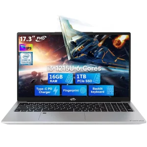 17.3" FHD IPS Business Laptop, 16GB RAM 1TB SSD, 12th Gen Intel Core i3-1215U (6-Cores Up to 4.4GHz Beat i5-1135G7), Type-C 65W PD Fast Charger, Win 11, Fingerprint Backlit Keyboard Wi-Fi 6 Silver