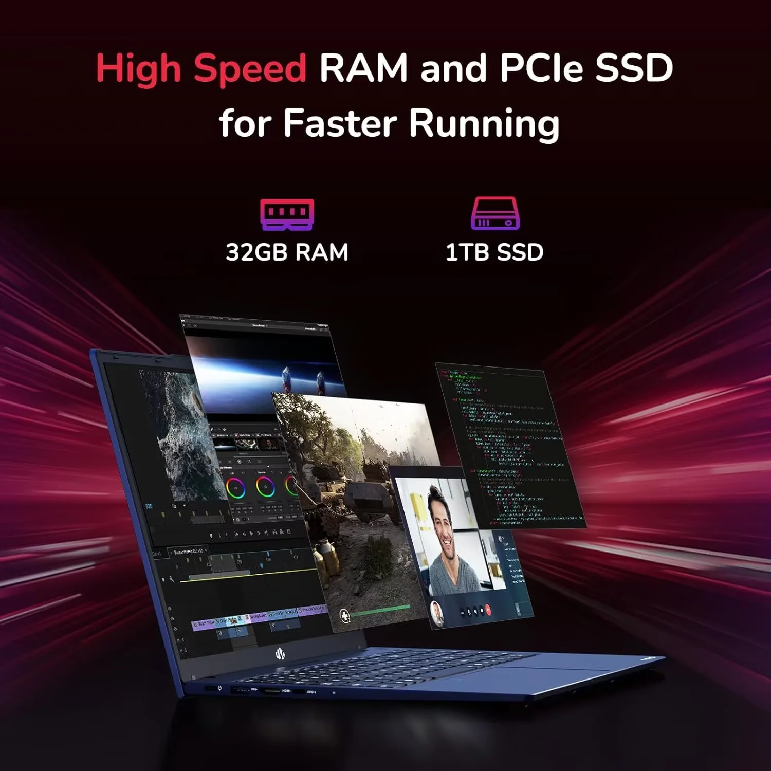 15.6" IPS FHD-Gaming-Laptop 8 Cores AMD Ryzen 7 6800H 16GB DDR5 RAM 1TB SSD (Beat Intel i7-12700H Up to 4.7GHz) AMD Radeon 680M GPU-Computer with 100W Type-C Backlit Keyboard Fingerprint - Image 4