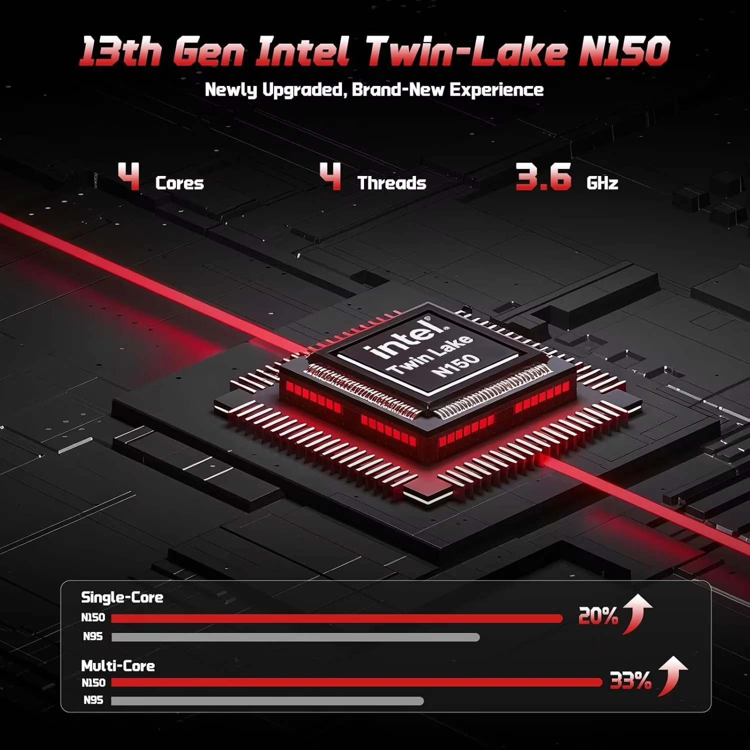 2026 Newest Laptop, 15.6" FHD IPS Student Laptop Computer 8GB RAM 256GB SSD 4 Cores 13th Gen Intel N150(Beat to i3-1115G4, Up to 3.6GHz) 65W GaN Type-C Fingerprint Backlit Keyboard Wi-Fi 6 Black - Image 4