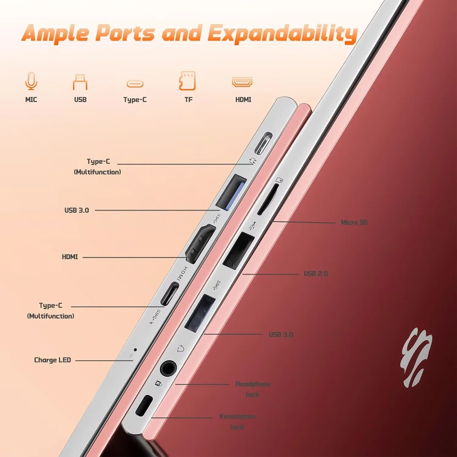 2026 Newest Laptop, 15.6" FHD IPS Student Laptop Computer 8GB RAM 256GB SSD 4 Cores 13th Gen Intel N150(Beat to i3-1115G4, Up to 3.6GHz) 65W GaN Type-C Fingerprint Backlit Keyboard Wi-Fi 6 Red - Image 5