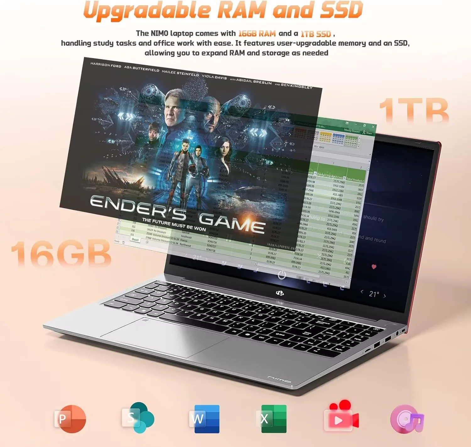 2026 Newest Laptop, 15.6" FHD IPS Student Laptop Computer 8GB RAM 256GB SSD 4 Cores 13th Gen Intel N150(Beat to i3-1115G4, Up to 3.6GHz) 65W GaN Type-C Fingerprint Backlit Keyboard Wi-Fi 6 Red - Image 3