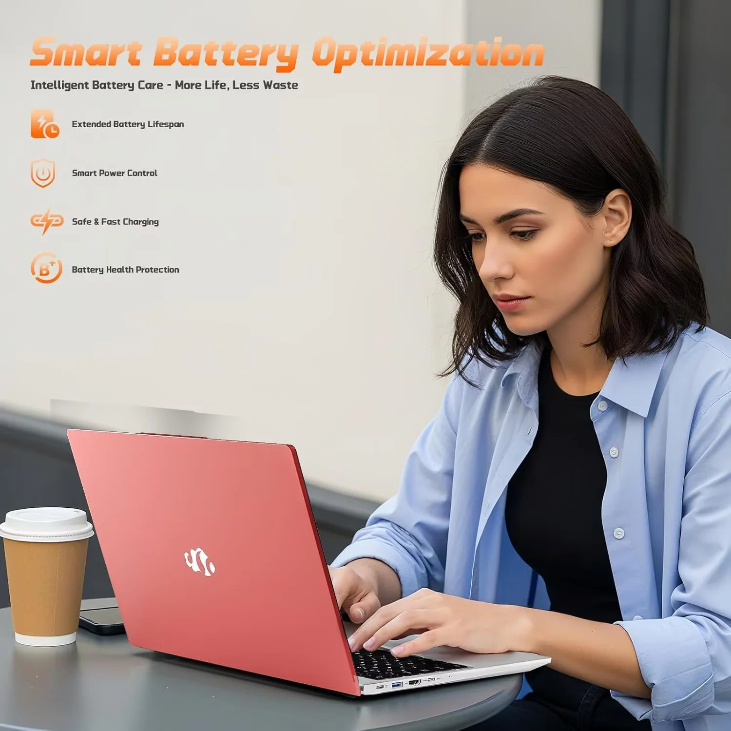 2026 Newest Laptop, 15.6" FHD IPS Student Laptop Computer 8GB RAM 256GB SSD 4 Cores 13th Gen Intel N150(Beat to i3-1115G4, Up to 3.6GHz) 65W GaN Type-C Fingerprint Backlit Keyboard Wi-Fi 6 Red - Image 7