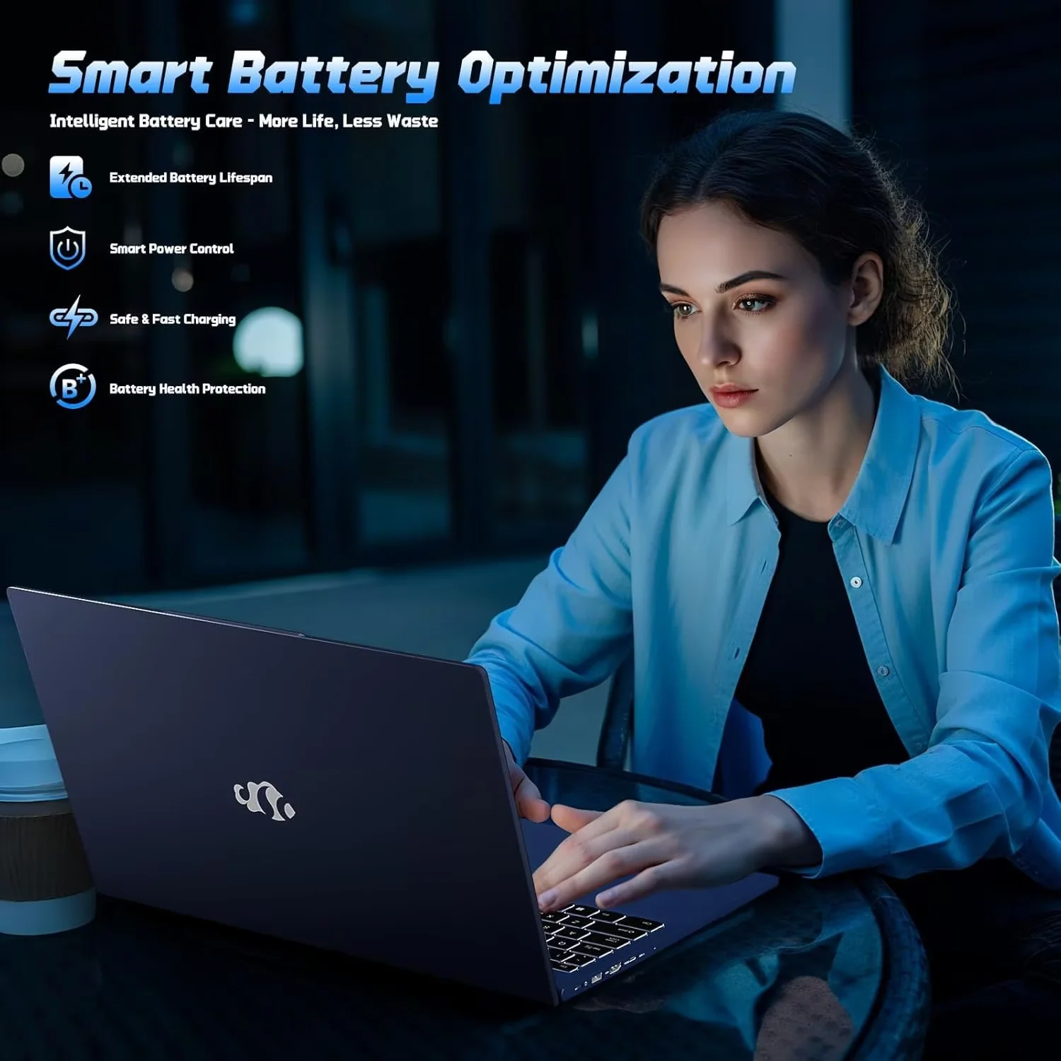 2026 Newest Laptop, 15.6" FHD IPS Student Laptop Computer 8GB RAM 256GB SSD 4 Cores 13th Gen Intel N150(Beat to i3-1115G4, Up to 3.6GHz) 65W GaN Type-C Fingerprint Backlit Keyboard Wi-Fi 6 Blue - Image 6