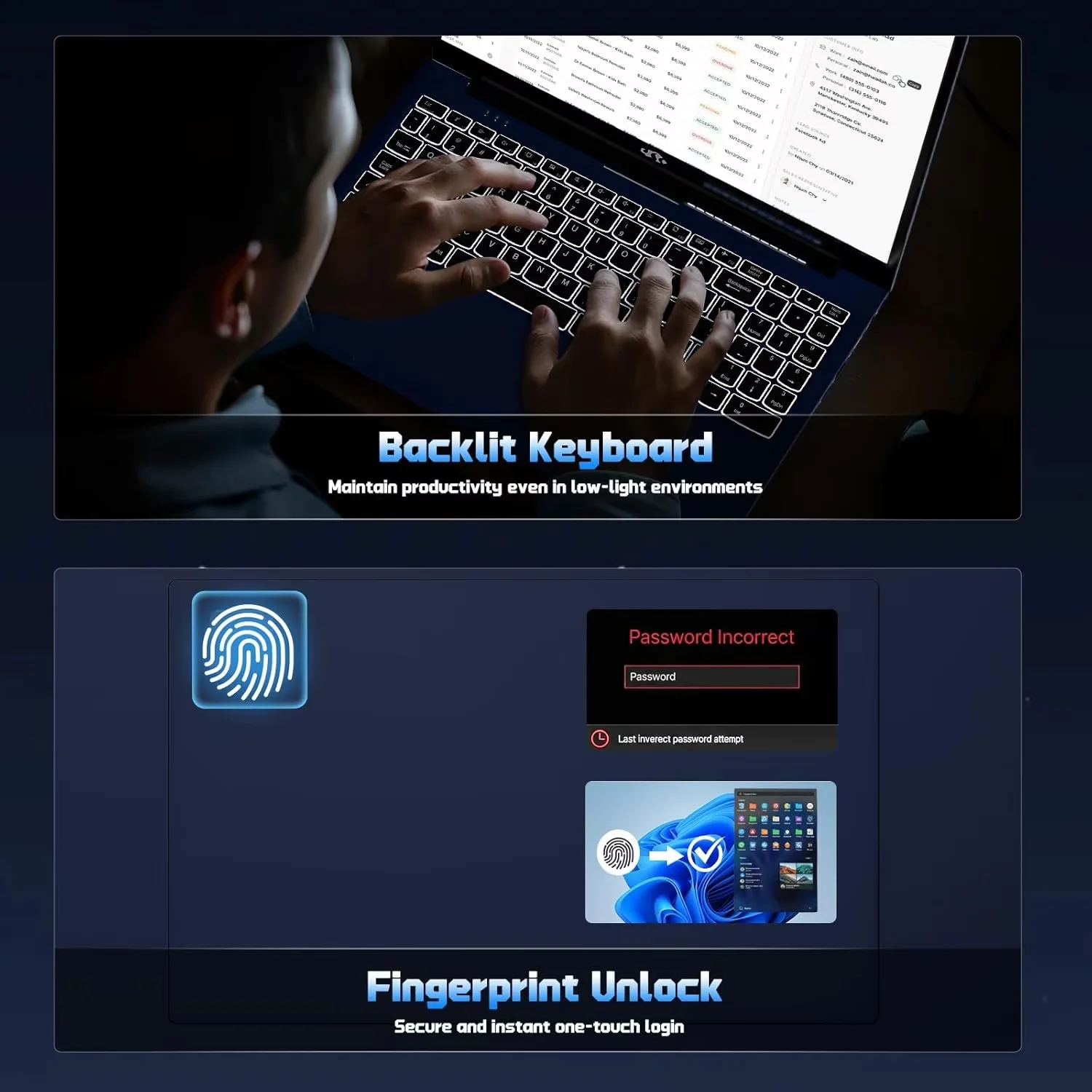 2026 Newest Laptop, 15.6" FHD IPS Student Laptop Computer 8GB RAM 256GB SSD 4 Cores 13th Gen Intel N150(Beat to i3-1115G4, Up to 3.6GHz) 65W GaN Type-C Fingerprint Backlit Keyboard Wi-Fi 6 Blue - Image 7