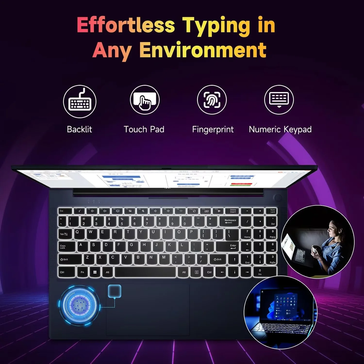 15.6" FHD Business Laptop 32GB RAM 1TB SSD AMD Ryzen 5(Beat i3-1215U, 4 Cores Up to 3.7GHz) 65W Type-C Fingerprint Backlit Keyboard IPS-Computer Wi-Fi 5 BT5.2 Blue - Image 4