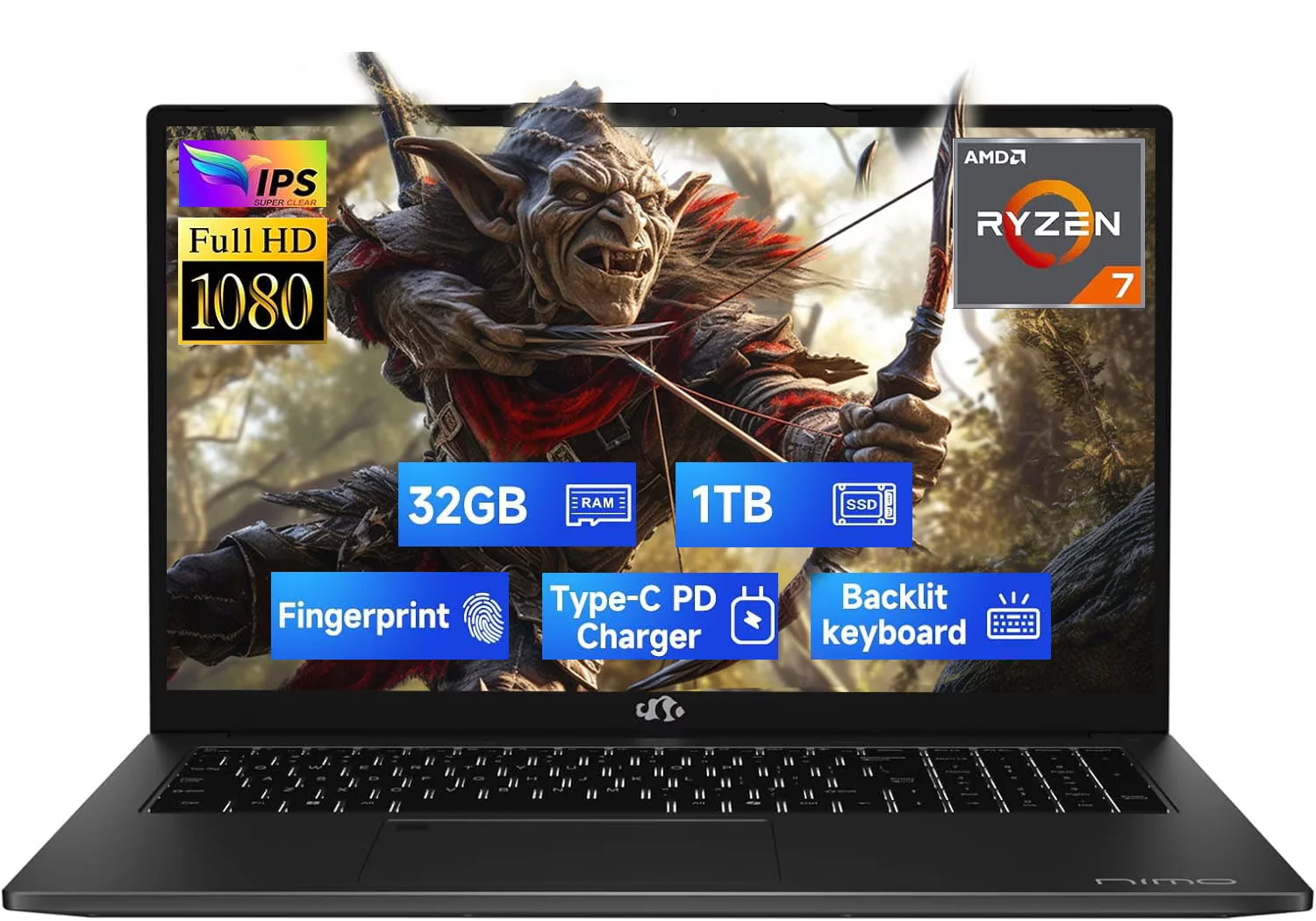 17.3" IPS FHD-Gaming-Laptop, 8 Cores AMD Ryzen 7 6800H 32GB DDR5 RAM 1TB SSD (Beat i7-12700H Up to 4.7GHz) AMD Radeon 680M GPU-Computer with 100W Type-C Backlit Keyboard Fingerprint