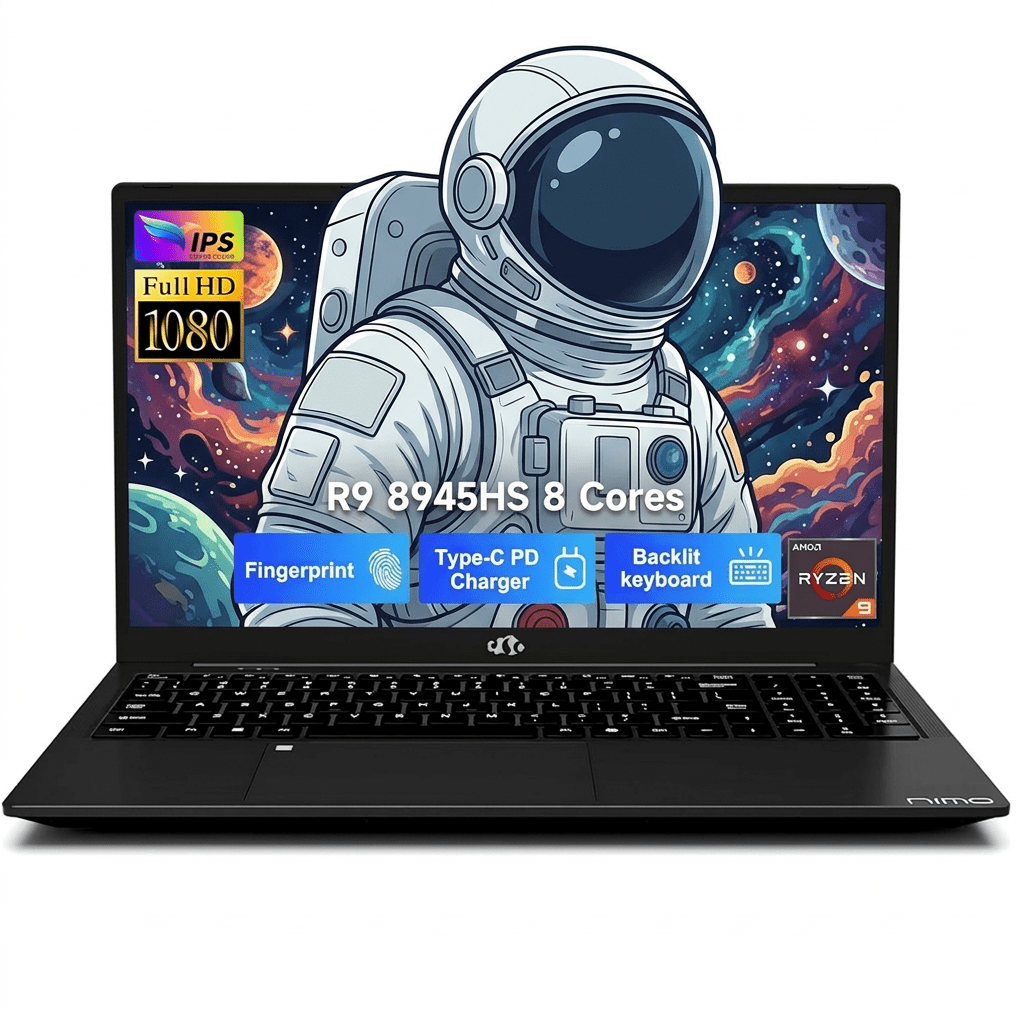 17.3" Gaming Laptop 16GB RAM 1TB SSD AMD Ryzen 9 8945HS (Beat i9-13900H) AMD Radeon 780M GPU-Computer with 100W Type-C AI-Enhanced Copilot VR Ready Backlit Keyboard Fingerprint Black