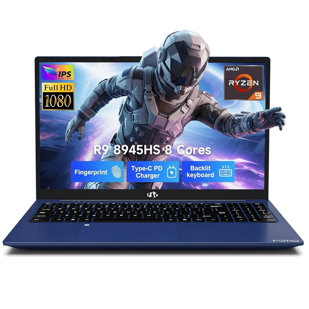 17.3" Gaming Laptop 32GB DDR5 RAM 2TB SSD AMD Ryzen 9 8945HS Processor (Beat i9-13900H) AMD Radeon 780M GPU-Computer with 100W Type-C AI-Enhanced Copilot VR Ready Backlit Keyboard Fingerprint Blue