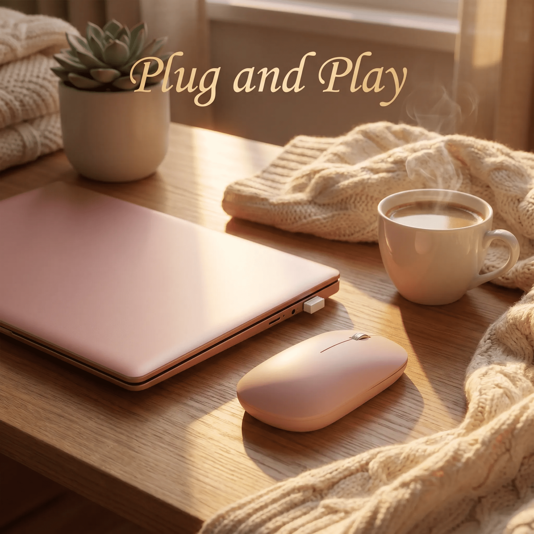 2026 NEW 14.1" Pink Laptop with Rechargeable Silent Mouse, 8GB RAM 128GB SSD, Intel Celeron Processor, HD Display USB3.0 Webcam Notebook Computer for Student, Home Office, Perfect Gift for Lady - Image 3