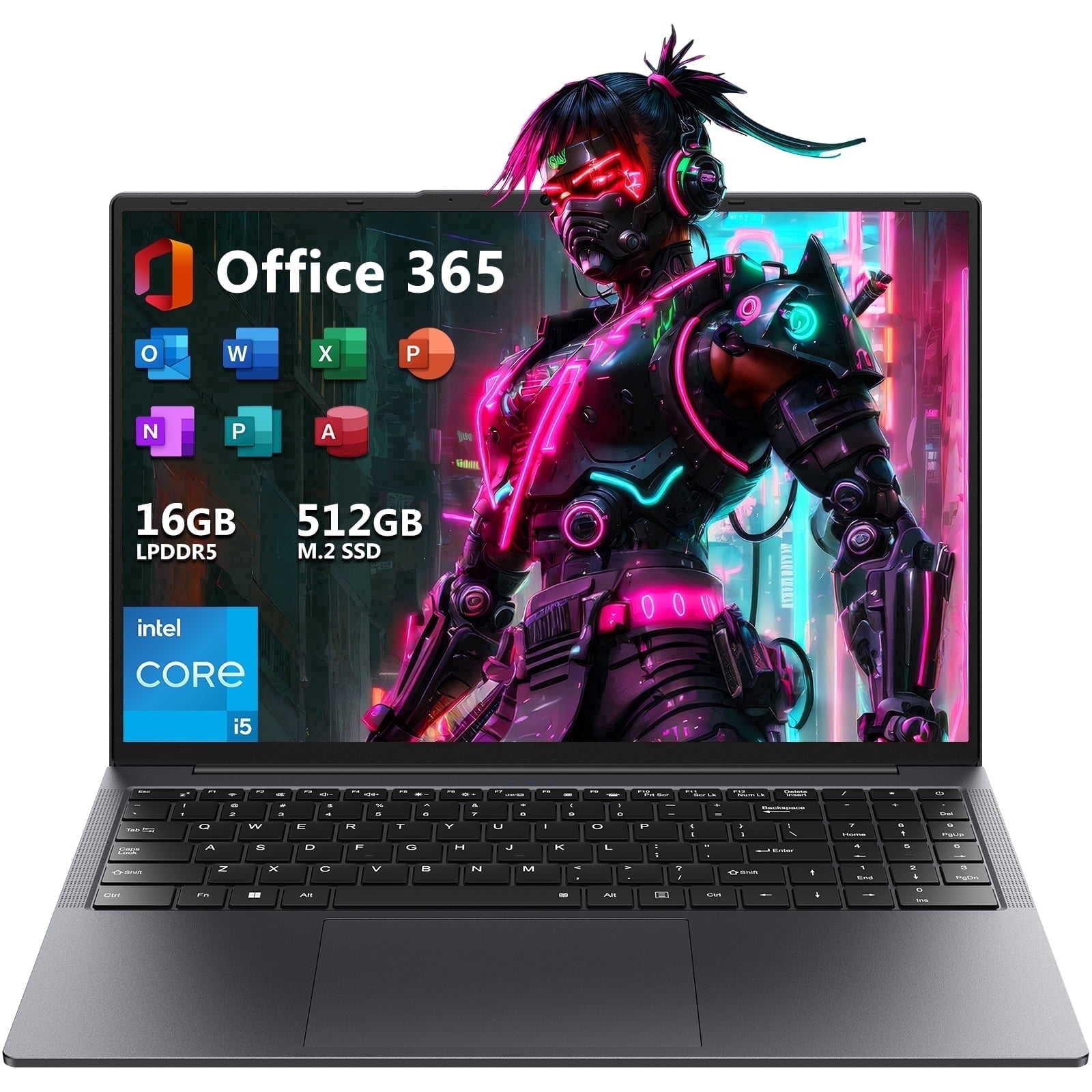 15.6'' FHD Laptop Computer, 16GB RAM 1TB SSD, Type-C 65W PD Fast Charger, Windows 11, 12th Gen Intel N100 Processor, Fingerprint, WiFi 6 (Silver) - Image 4