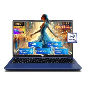 15.6'' FHD Laptop Computer, Windows 11, Intel N100 Processor(Beat to i3 1115G4, Up to 3.4GHz), 4GB RAM 128GB SSD, Fingerprint, Backlit keyboard, Type-C 65W PD Fast Charger (Rose Gold)