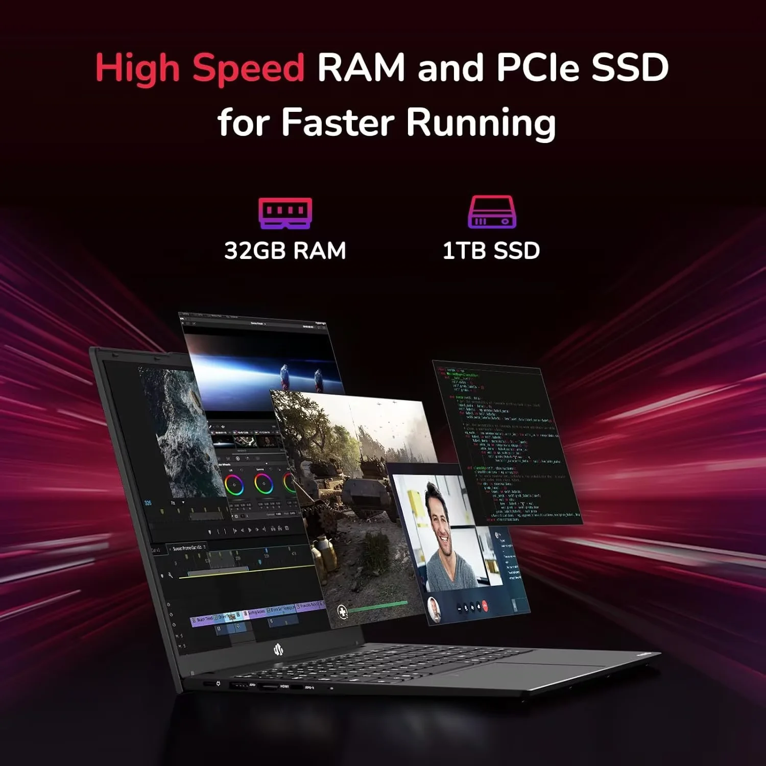 15.6" IPS FHD Gaming Laptop 8 Cores AMD Ryzen 7 6800H(Beat Intel i7-12700H, Up to 4.7GHz) 32GB DDR5 RAM 1TB SSD AMD Radeon 680M GPU-Computer 100W Type-C Backlit Keyboard Fingerprint Black - Image 5