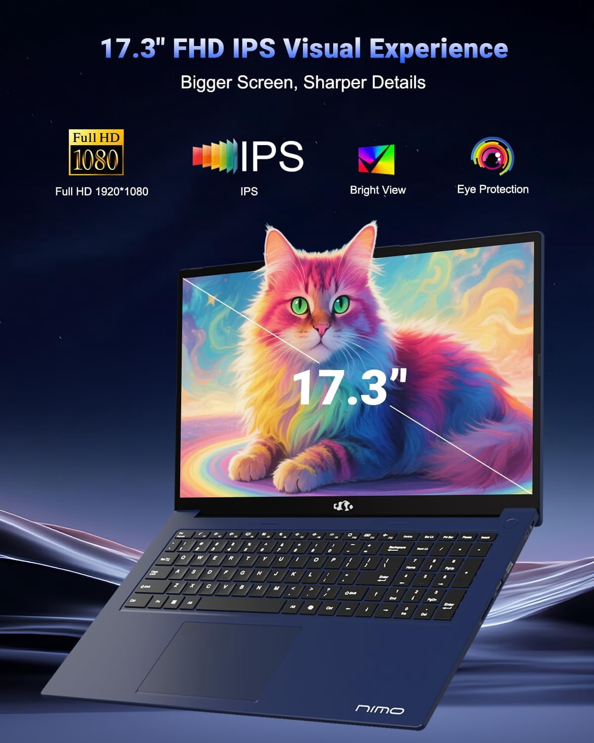 17.3" IPS FHD Gaming Laptop 64GB DDR5 RAM 1TB SSD AMD Ryzen 7 8745HS (8 Cores Up to 4.9GHz) with AMD Radeon 780M Graphics-100W USB-C Fast Charger-Backlit Keyboard-Fingerprint-USB 4.0 Blue - Image 5