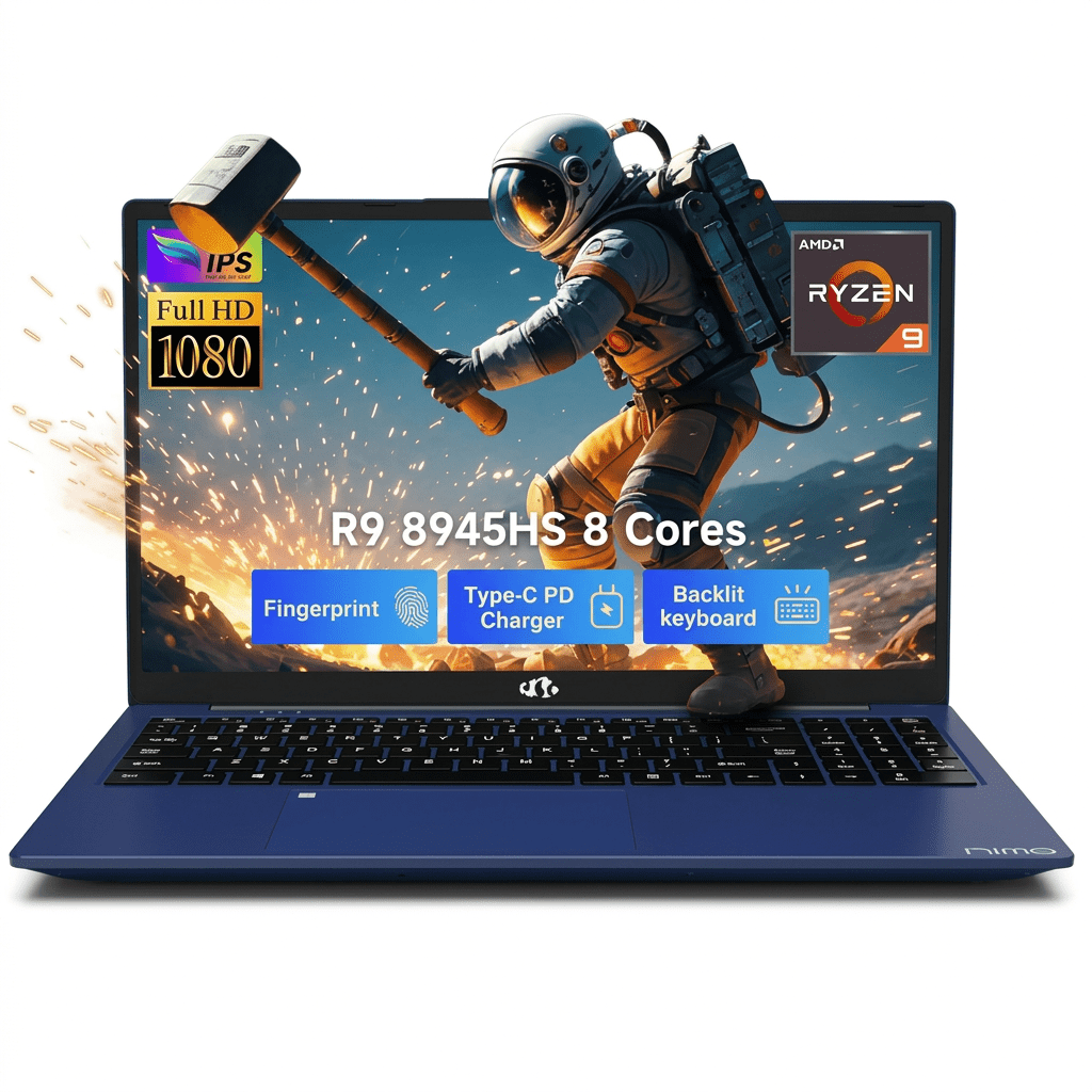 17.3" FHD Gaming Laptop - AMD Ryzen 9 8945HS 32GB DDR5 RAM 1TB SSD (Beat i9-13900H, Up to 5.2GHz) with Radeon 780M AI-Enhanced 100W PD Type-C VR Ready Backlit Keyboard Fingerprint