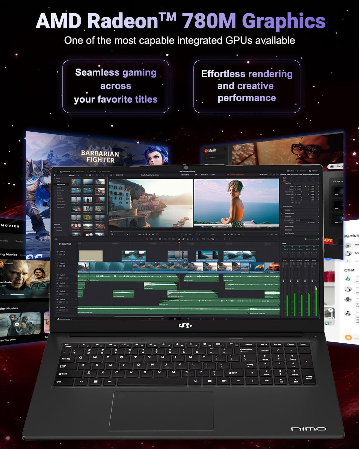 17.3" IPS FHD Gaming Laptop 32GB DDR5 RAM 2TB SSD AMD Ryzen 7 8745HS (8 Cores Up to 4.9GHz) AMD Radeon 780M Graphics with 100W Type-C Backlit Keyboard Fingerprint Black - Image 3