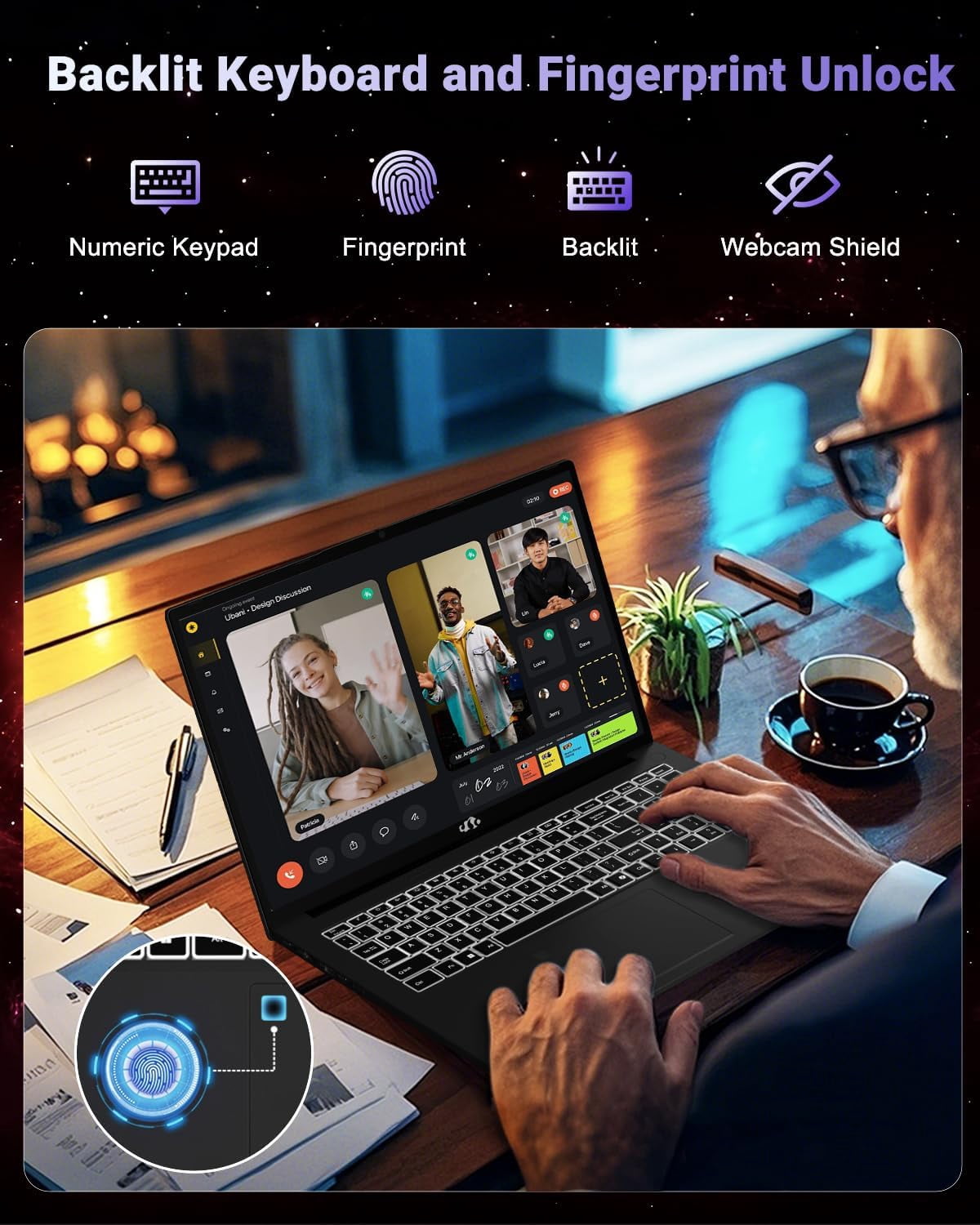 17.3" IPS FHD Gaming Laptop 32GB DDR5 RAM 2TB SSD AMD Ryzen 7 8745HS (8 Cores Up to 4.9GHz) AMD Radeon 780M Graphics with 100W Type-C Backlit Keyboard Fingerprint Black - Image 6
