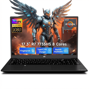 17.3" FHD Gaming Laptop AMD Ryzen 7 7735HS 64GB DDR5 RAM 2TB SSD (8 Cores/16 Threads, Beats i7-12650H) with AMD Radeon 680M Graphics 100W Type-C Wi-Fi 6E Backlit Keyboard Fingerprint