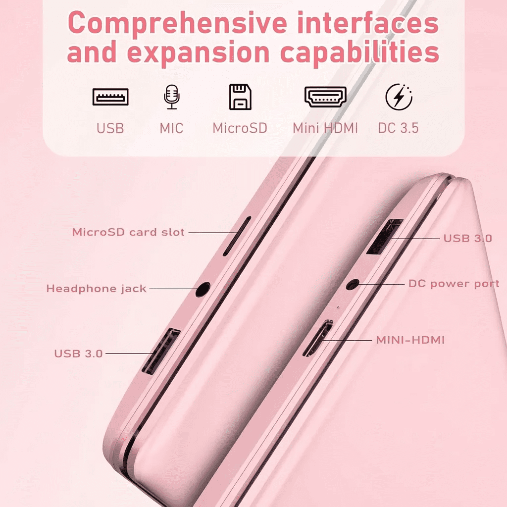 15.6" IPS FHD Pink Laptop, Office 2024, Windows11 Pro, 16GB RAM 512GB SSD, Intel Core i3, Backlit Keyboard Fingerprint Reader, Thin and Light 2026 NEW Notebook PC computer for Girls and Lady - Image 4