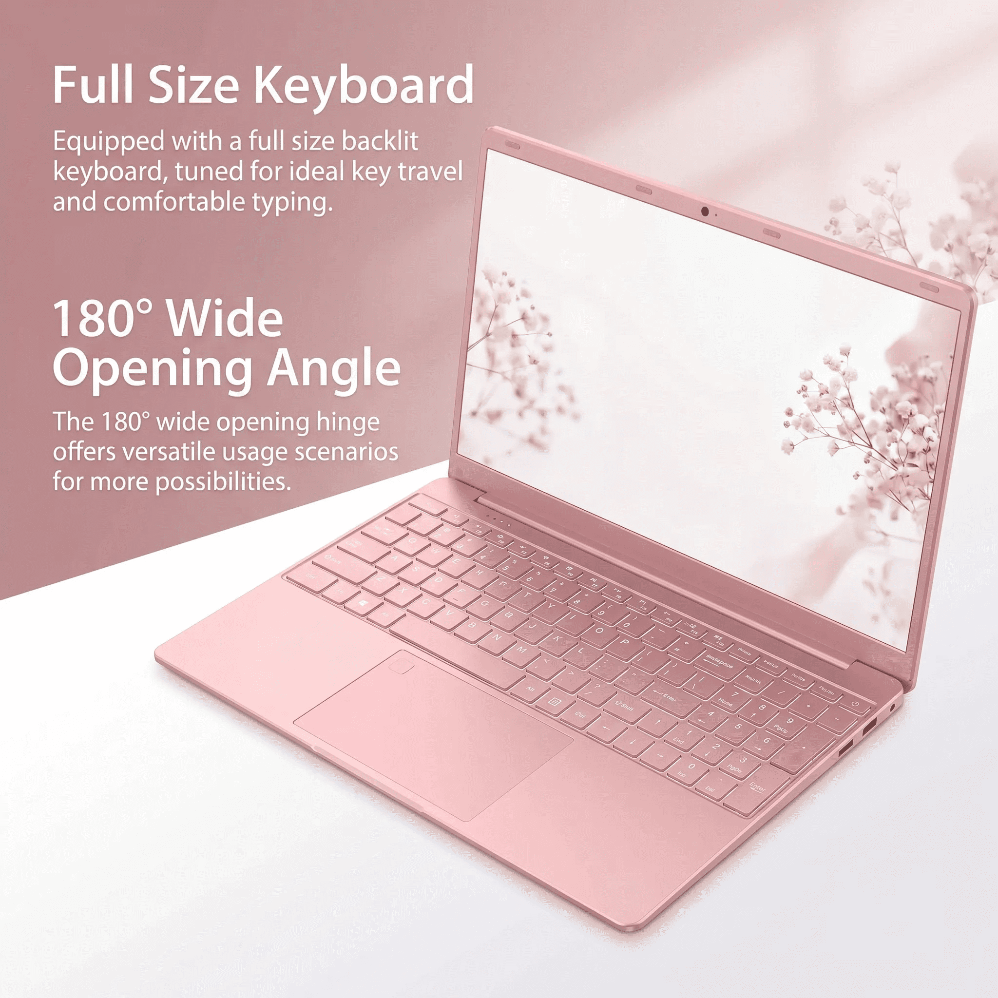 15.6" IPS FHD Pink Laptop, Office 2024, Windows11 Pro, 16GB RAM 512GB SSD, Intel Core i3, Backlit Keyboard Fingerprint Reader, Thin and Light 2026 NEW Notebook PC computer for Girls and Lady - Image 6