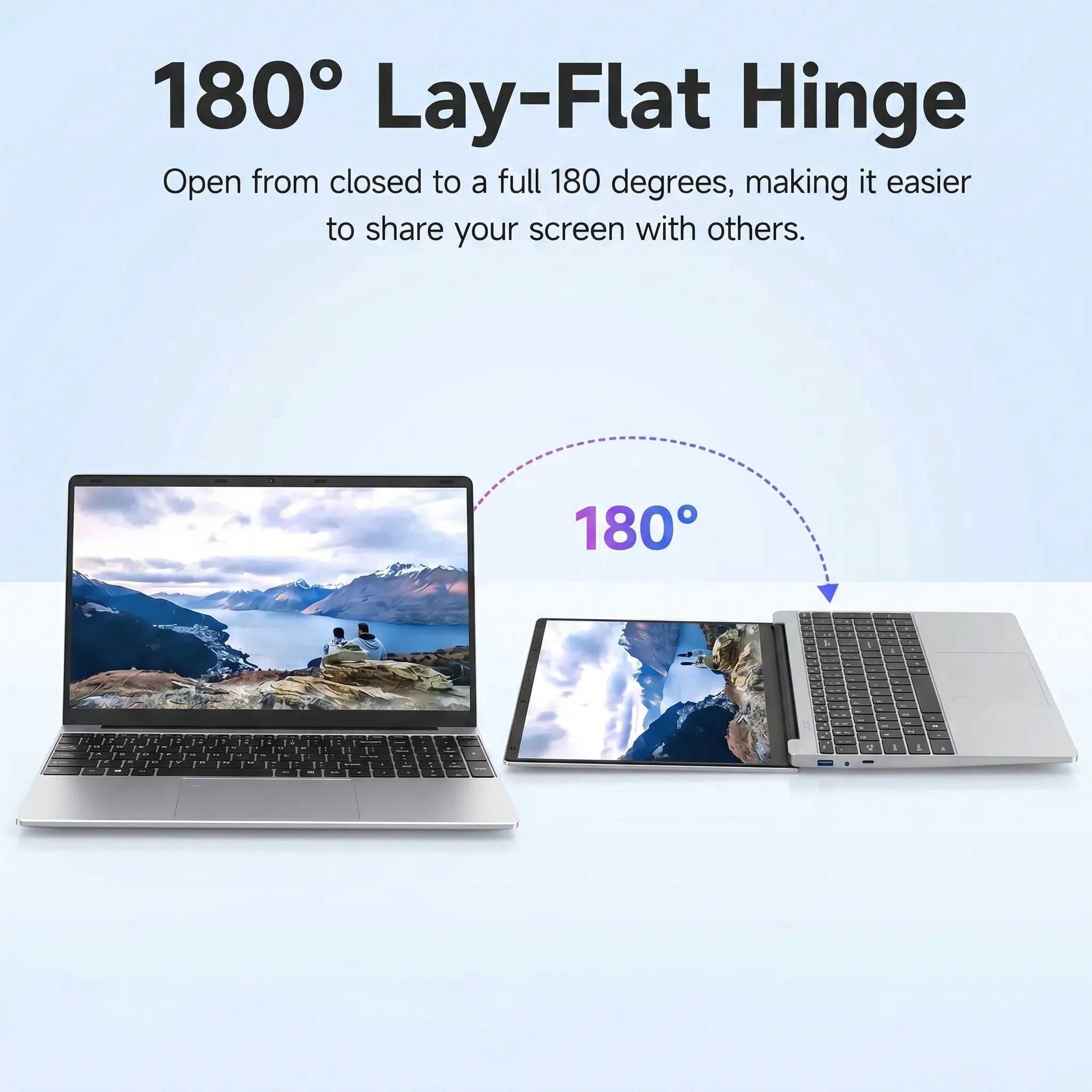 2026 New Silver Laptop, 15.6" IPS FHD Student Laptop, Office 2024, Windows 11 Pro, 8GB RAM 256GB SSD, Intel Core i3, Backlit Keyboard, Fingerprint Reader, USB3.0 WiFi5 for Study and Office Work - Image 5