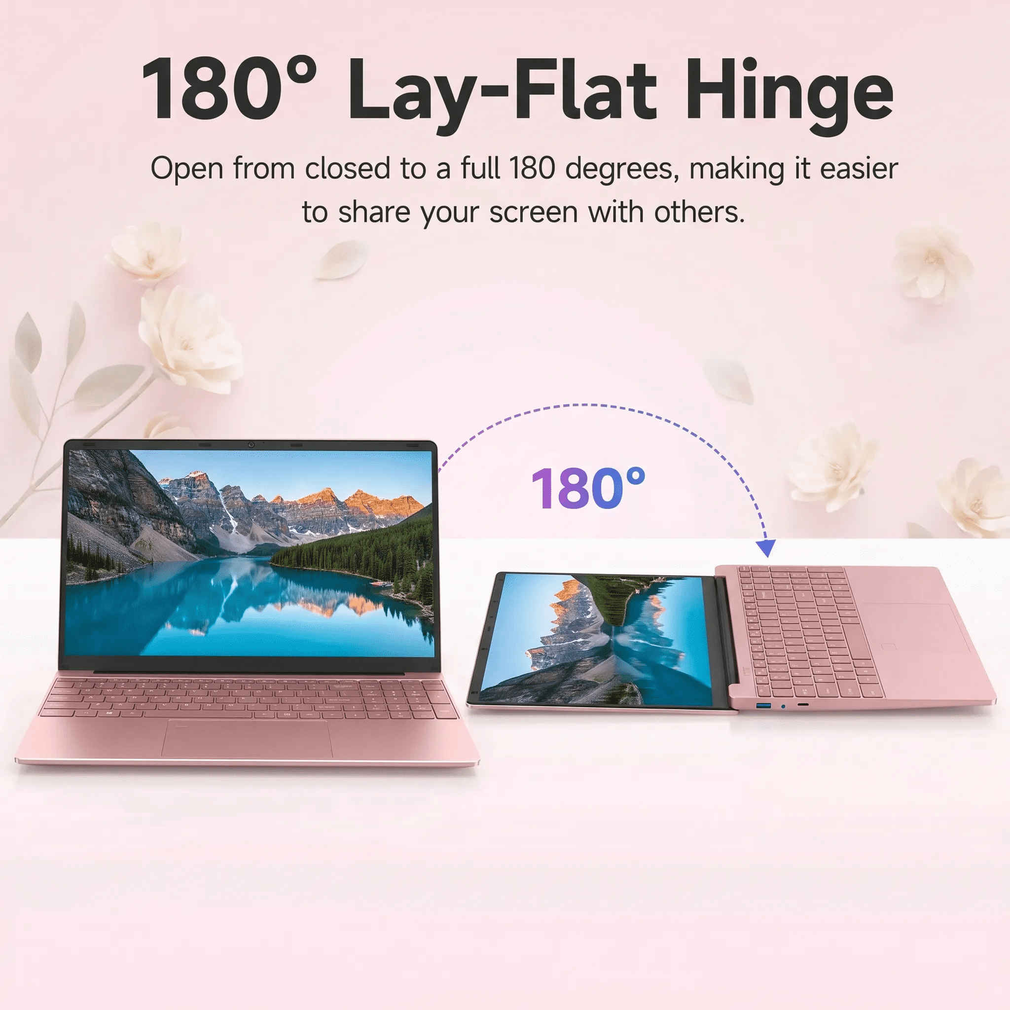 2026 NEW 15.6" IPS FHD Pink Laptop, Office 2024, Windows 11 Pro, 16GB RAM 512GB SSD, Intel Core i3, Backlit Keyboard, Fingerprint Reader, USB3.0 Webcam WiFi5, Student & Business Notebook computer - Image 5